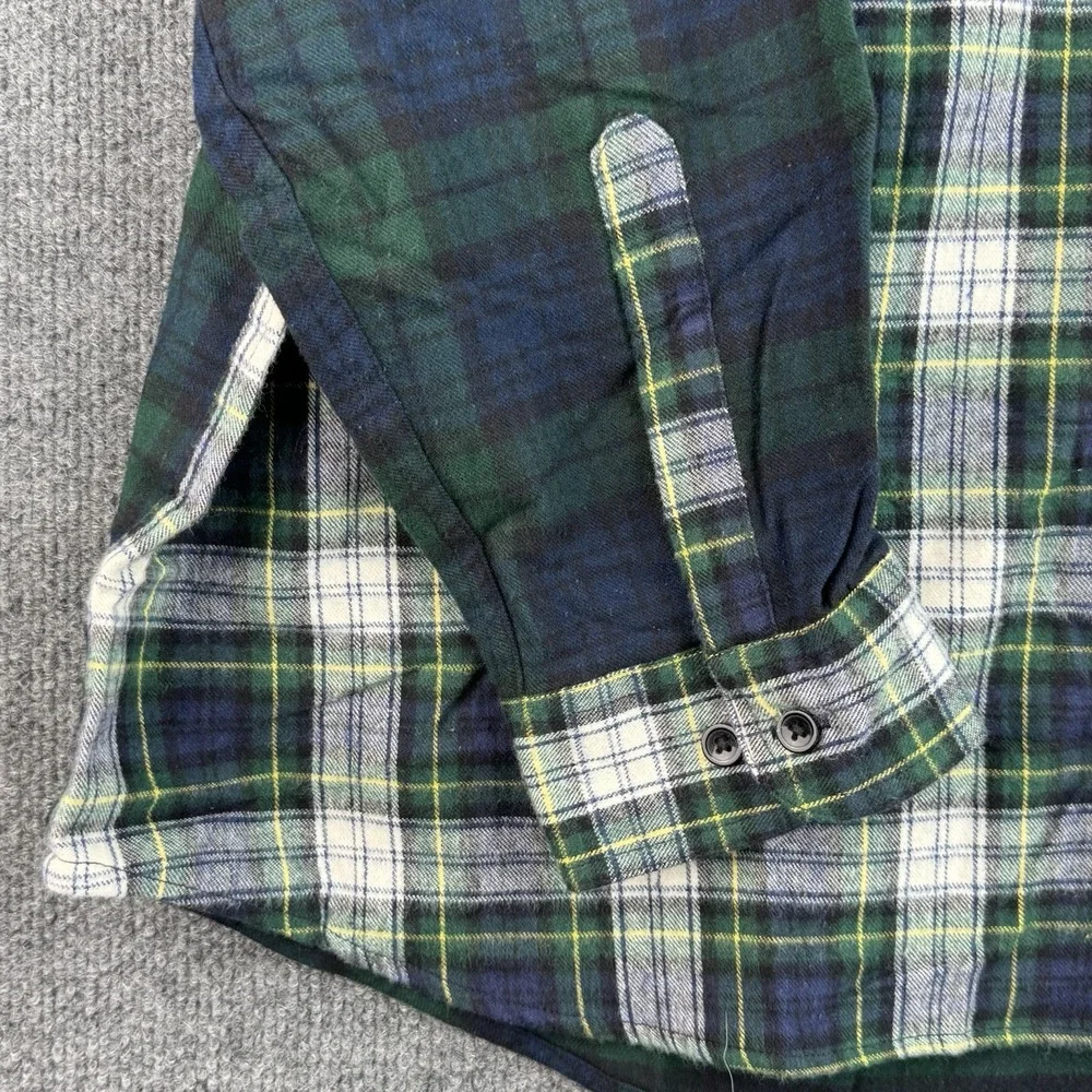 L.L.Bean Flannel Shirt Mens XXL T Green Black Watch Patchwork Plaid Cotton NWT
